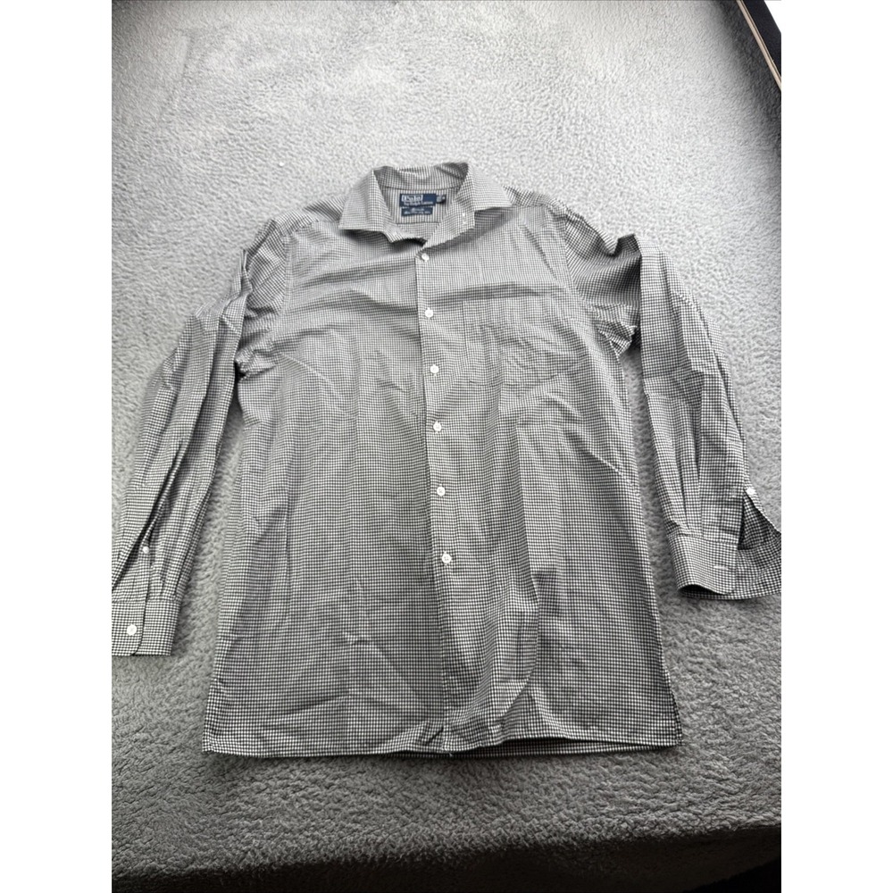 Polo Ralph Lauren Shirt Mens M Black Houndstooth Vintage 80s Cotton Marseille